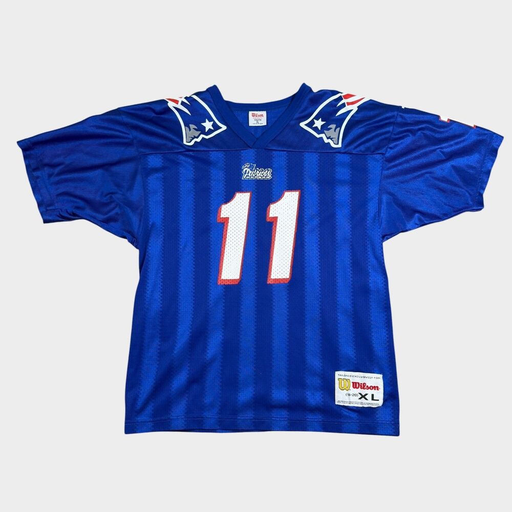 VTG New England Patriots Drew Bledsoe Jersey #11 Wilson Youth XL Fits Mens Small